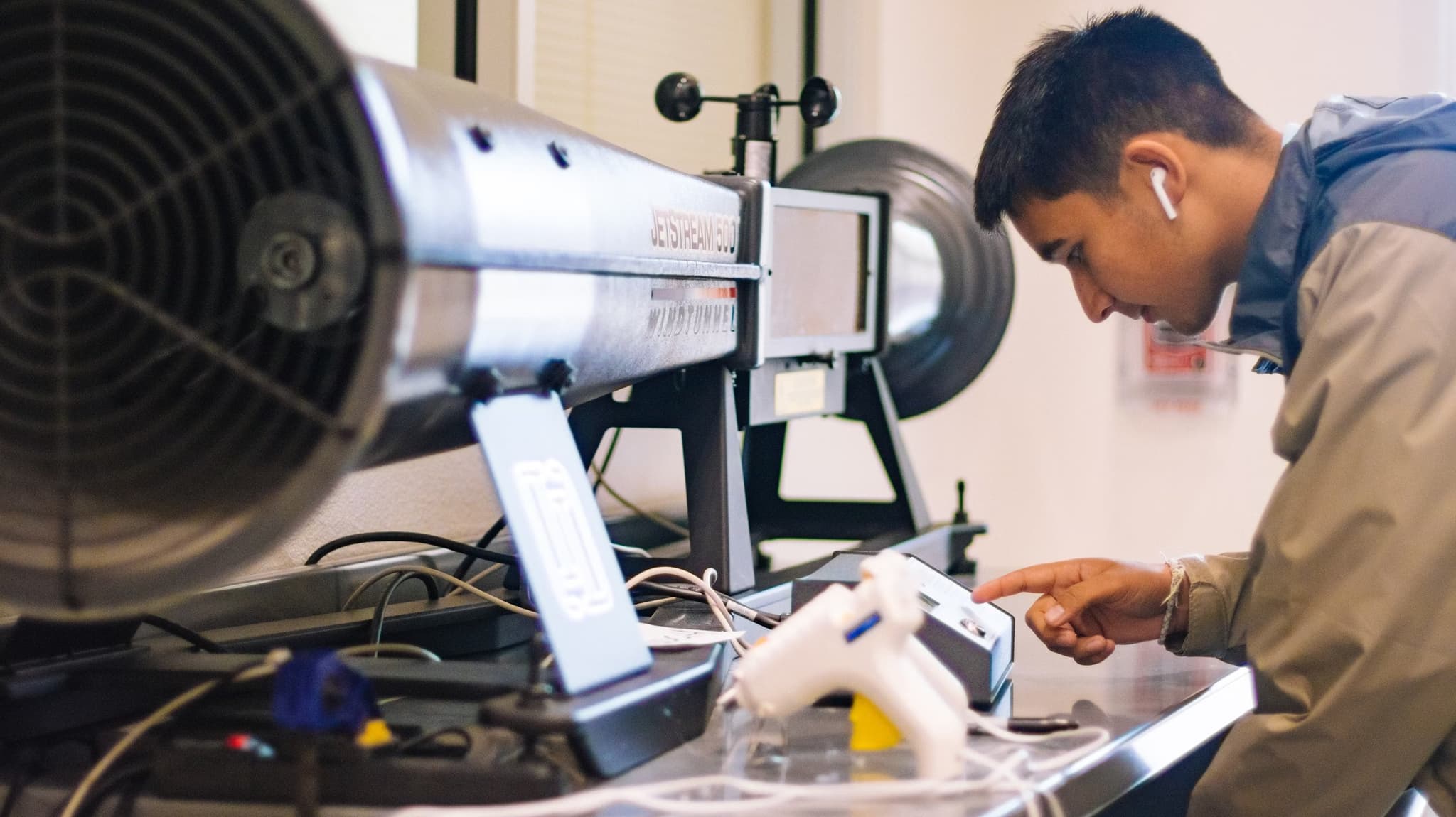 Engineering students collaborating on a project